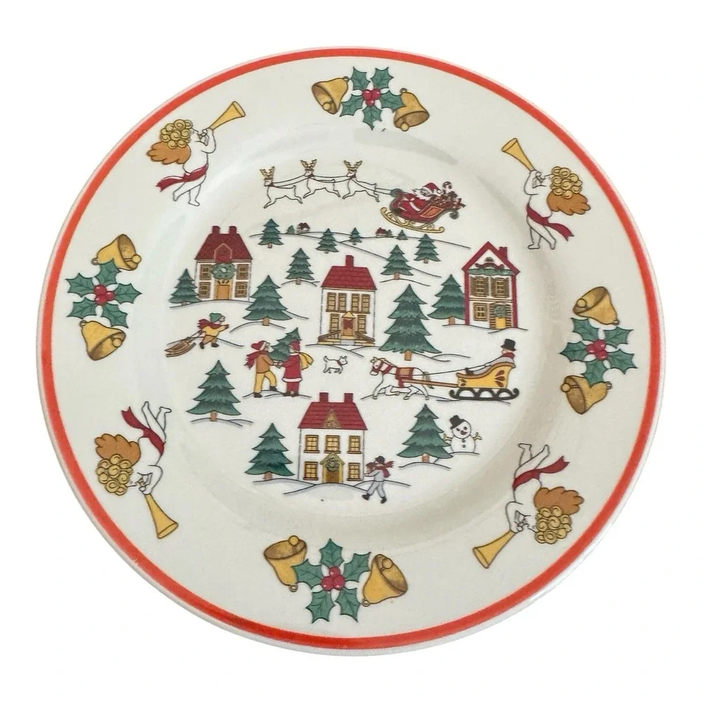 Jamestown China 1987 Joy of Christmas Holiday Snack Set Mug Saucer 2 Plates VTG